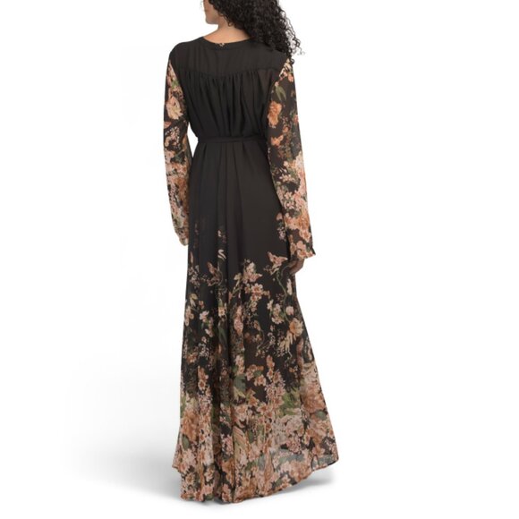 NANCY YANG Black Long Sleeve Printed Maxi Dress - Picture 2 of 2